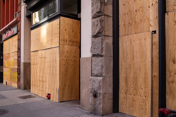 plywood over storefronts