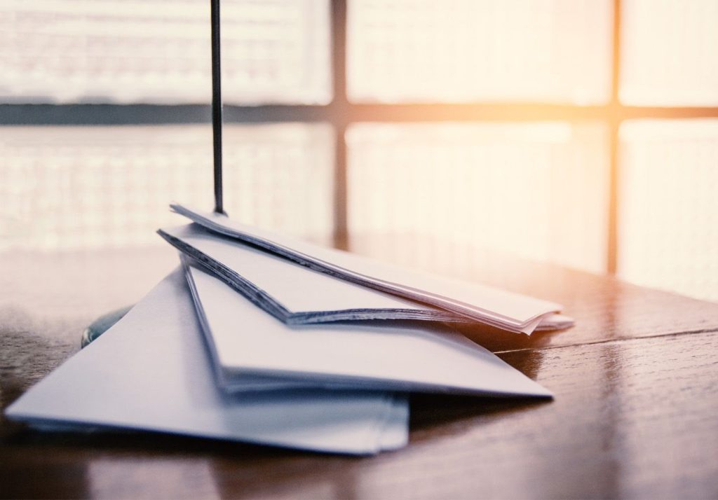 stacks of papers on desk