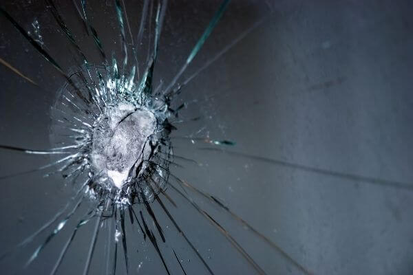 shattered glass with hole