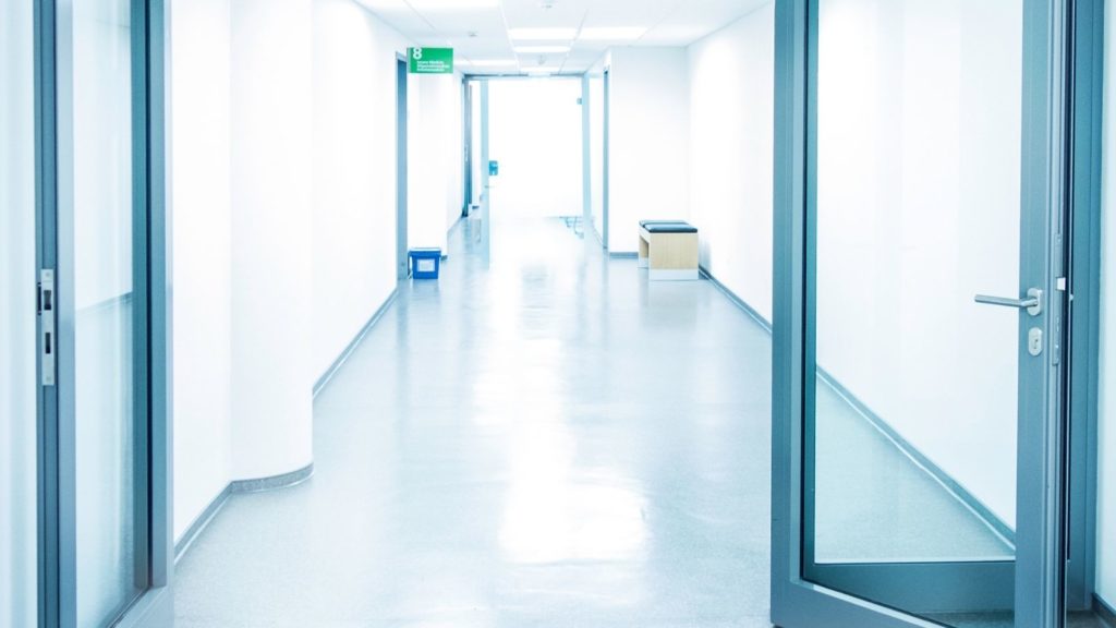 bright hospital hallway
