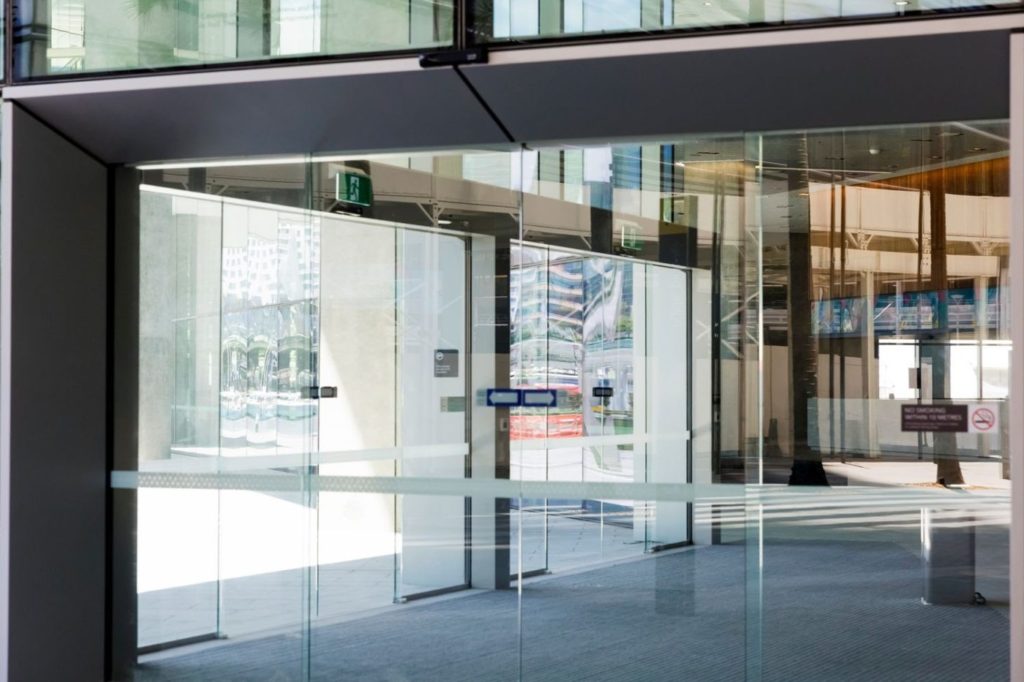 bullet proof glass doors in building