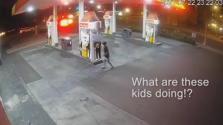 kids smash gas station